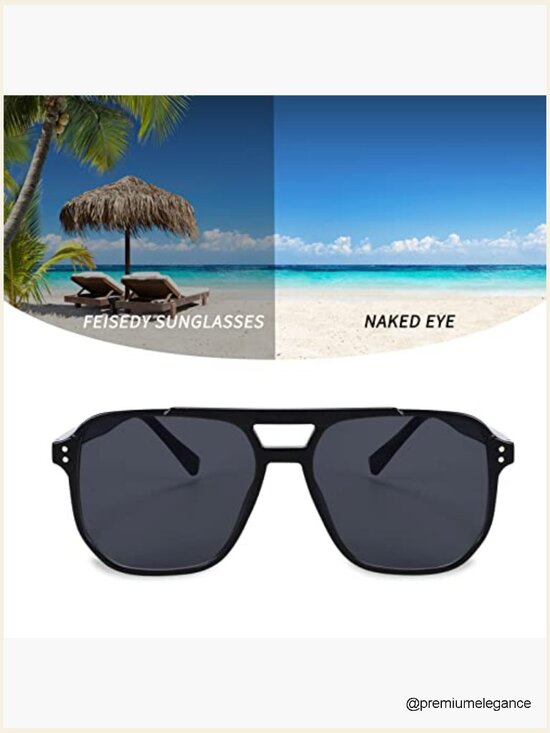 Retro Square Aviator Sunglasses Vintage Trendy Plastic Frame UV400 main image 4